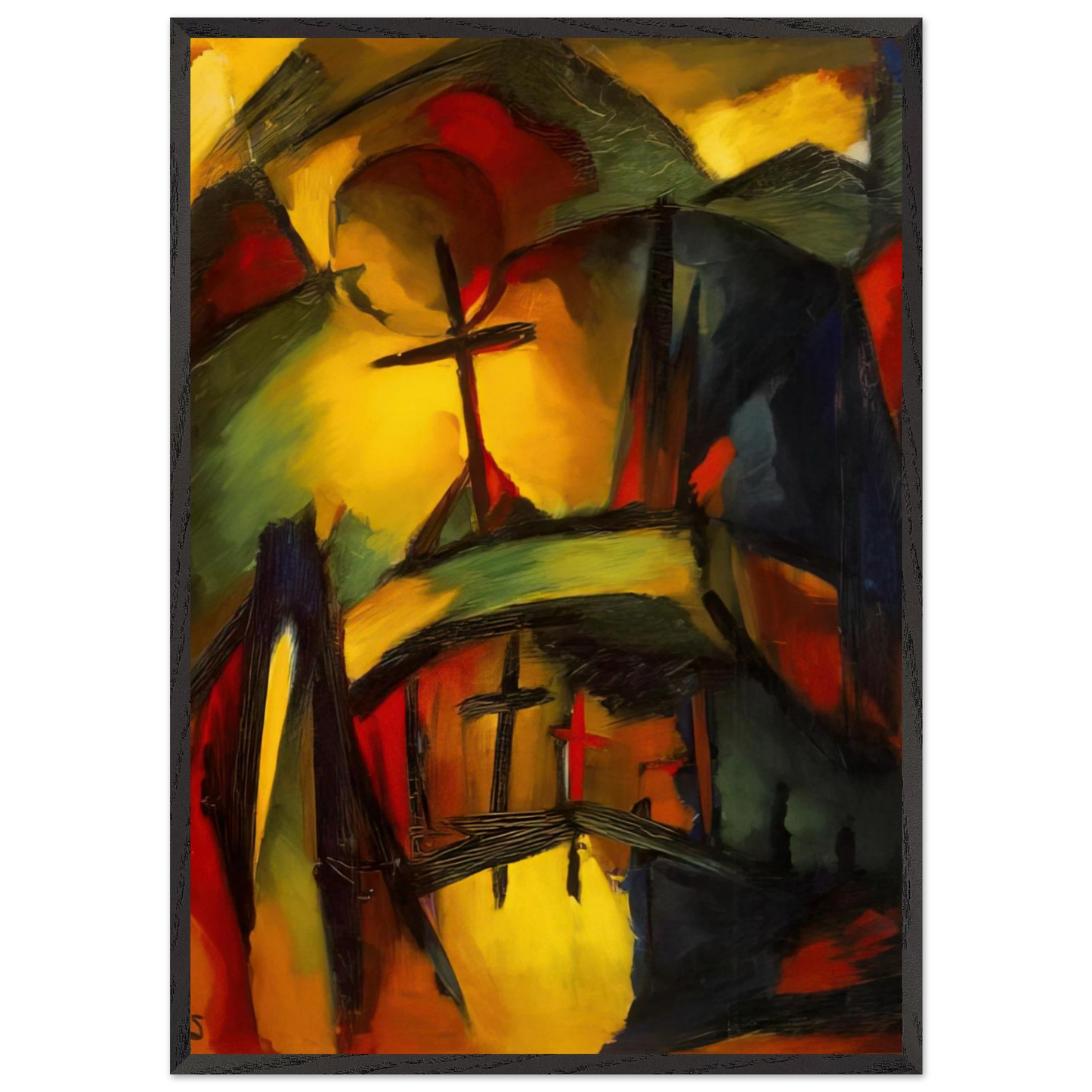 MOUNTAIN GRAVEYARD 1919 - Kurt Schwitters 70x100 cm / 28x40 inches Framed Art Print – Black Wooden Frame