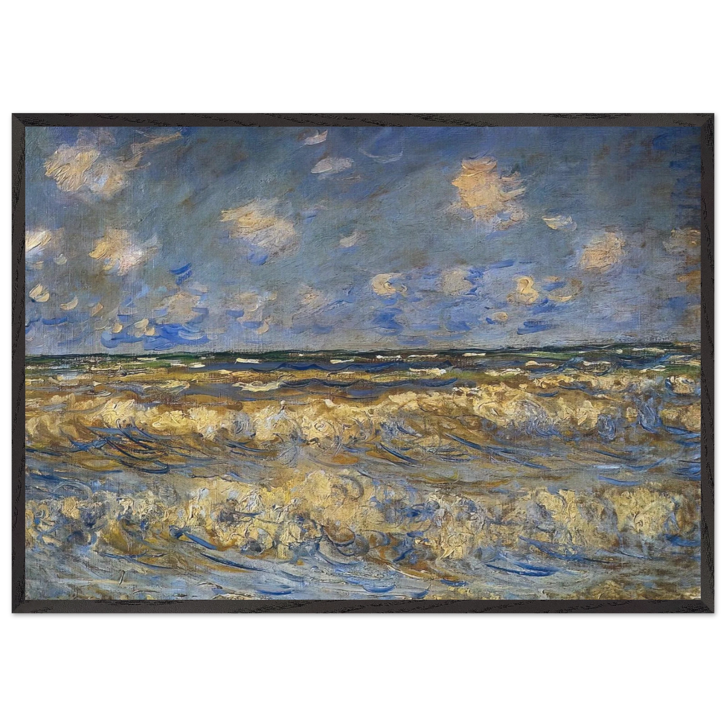 Rough Sea - claude monet Framed Art Print – Black Wooden Frame - Default Title - -Framed Art Print