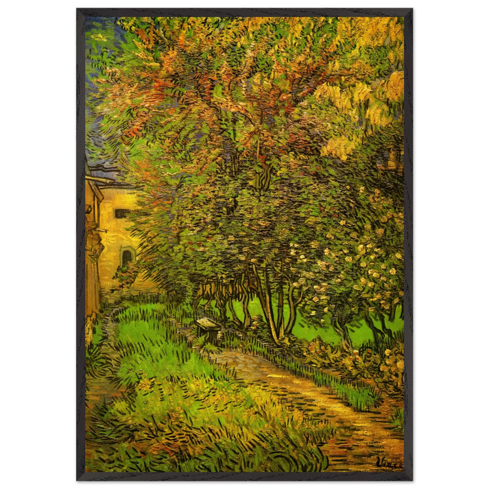 The Garden of Saint-Paul Hospital - Vincent van Gogh 70x100 cm / 28x40 inches Framed Art Print – Black Wooden Frame