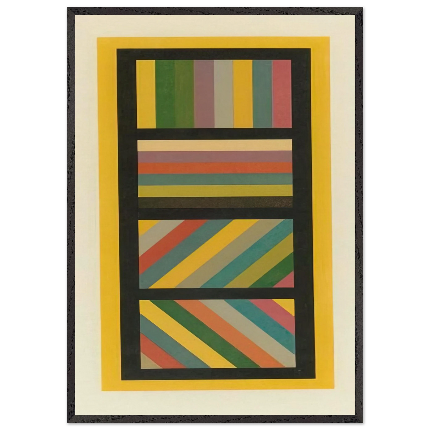 Bands of Color in Four Directions - Sol LeWitt 70x100 cm / 28x40 inches Framed Art Print – Black Wooden Frame