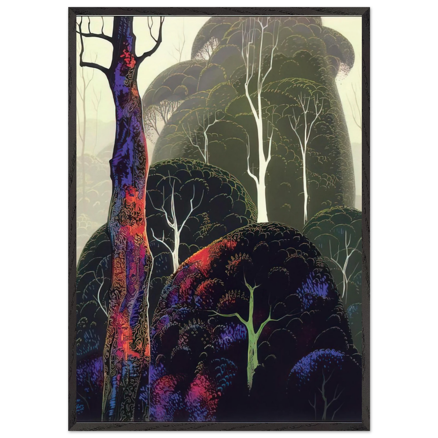 Early Autumn - Eyvind Earle 70x100 cm / 28x40 inches Framed Art Print – Black Wooden Frame