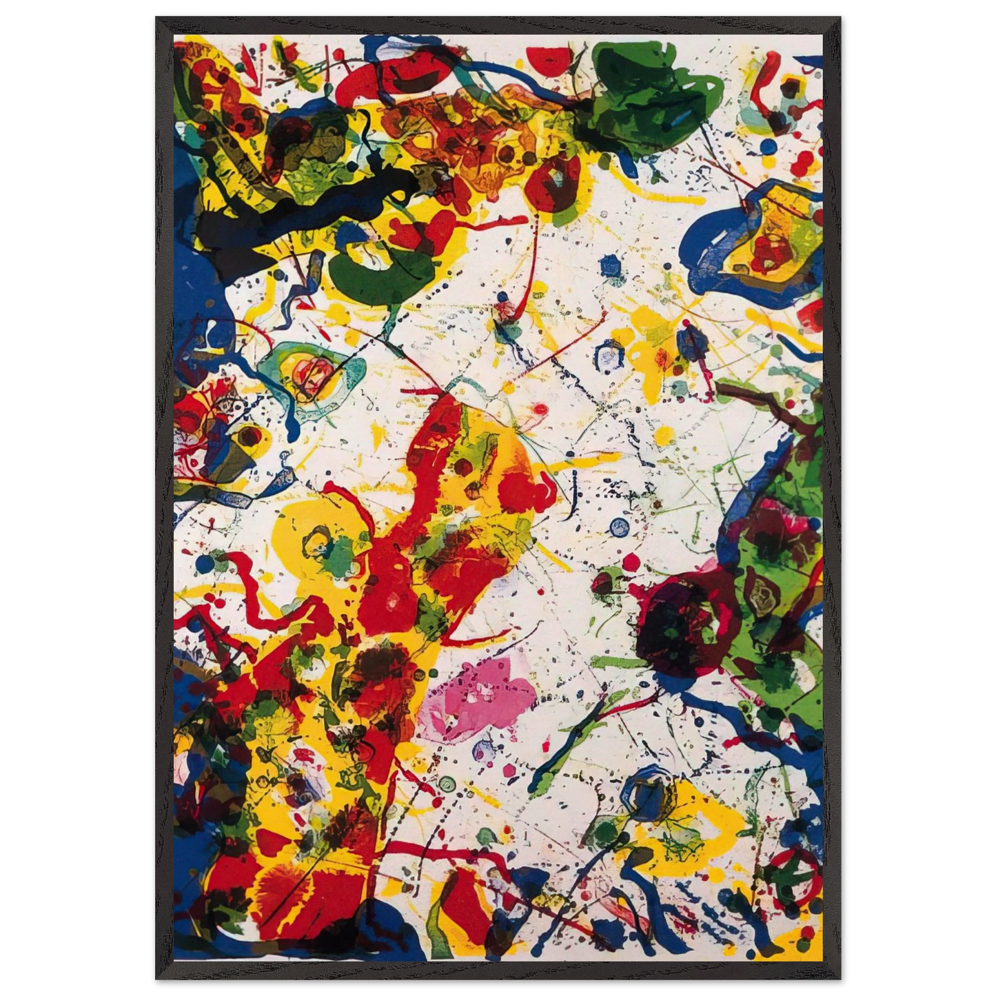 Untitled SF-297 L L274 - Sam Francis Framed Art Print – Black Wooden Frame - Default Title - -Framed Art Print