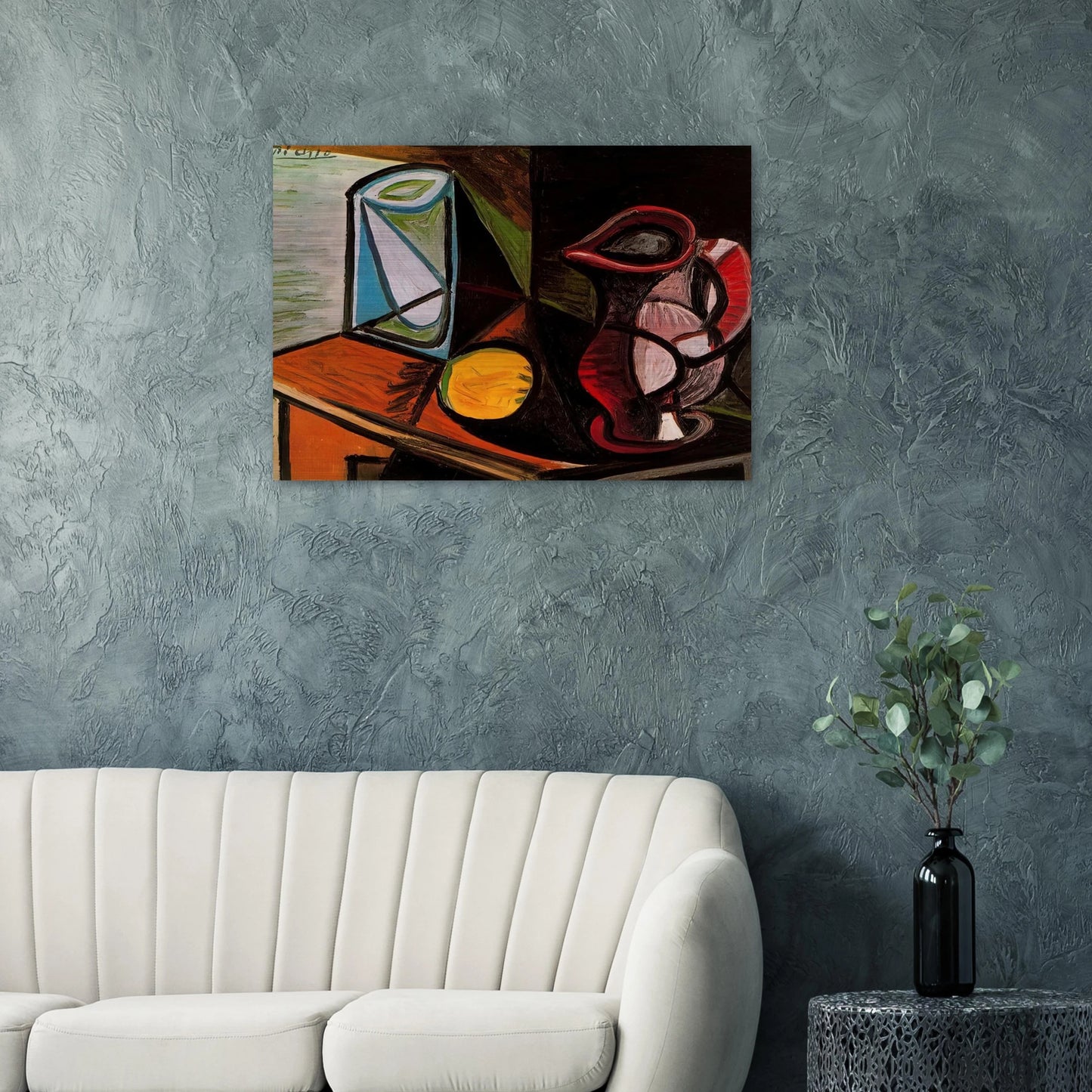 Glass and pitcher - Pablo Picasso Brushed Aluminum Print - 70x100 cm / 28x40 inches | Pablo Picasso Aluminum Print | Pablo Picasso Prints