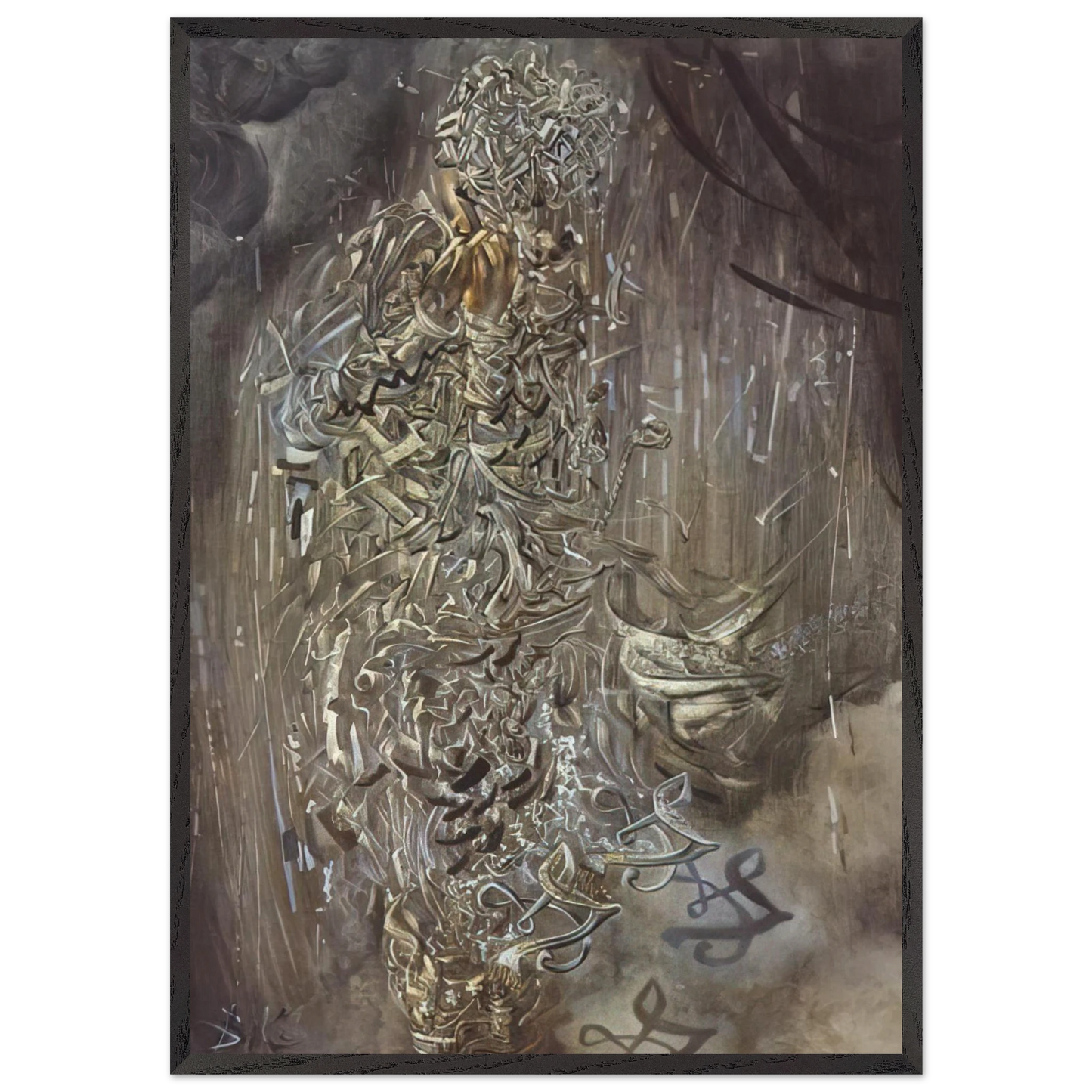 SAINT SURROUNDED BY THREE PI MESONS - Salvador Dali Framed Art Print – Black Wooden Frame - Default Title - -Framed Art Print