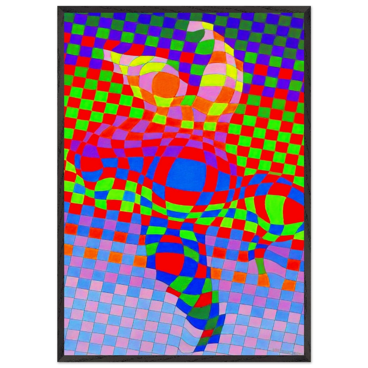 Harlequin - Victor Vasarely 70x100 cm / 28x40 inches Framed Art Print – Black Wooden Frame