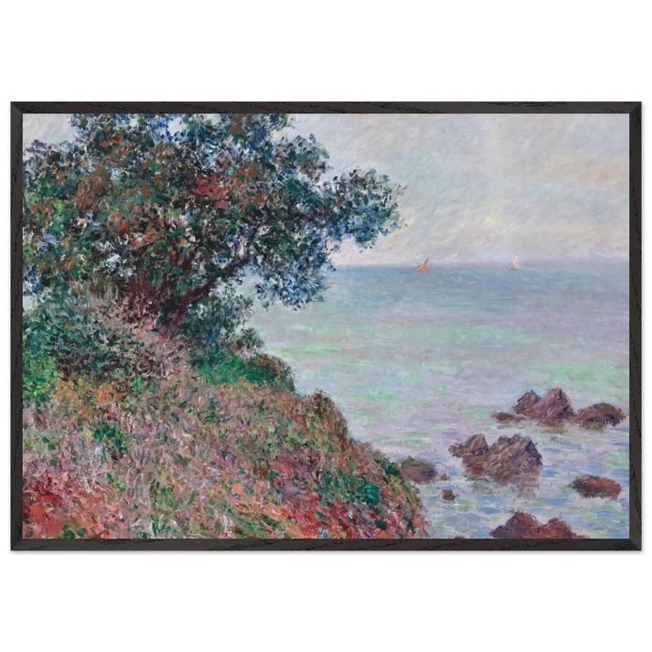 Mediteranian Coast Grey Day - claude monet 70x100 cm / 28x40 inches Framed Art Print – Black Wooden Frame