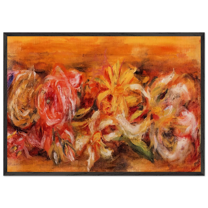 Garland of Flowers - Pierre-Auguste Renoir 70x100 cm / 28x40 inches Framed Art Print – Black Wooden Frame