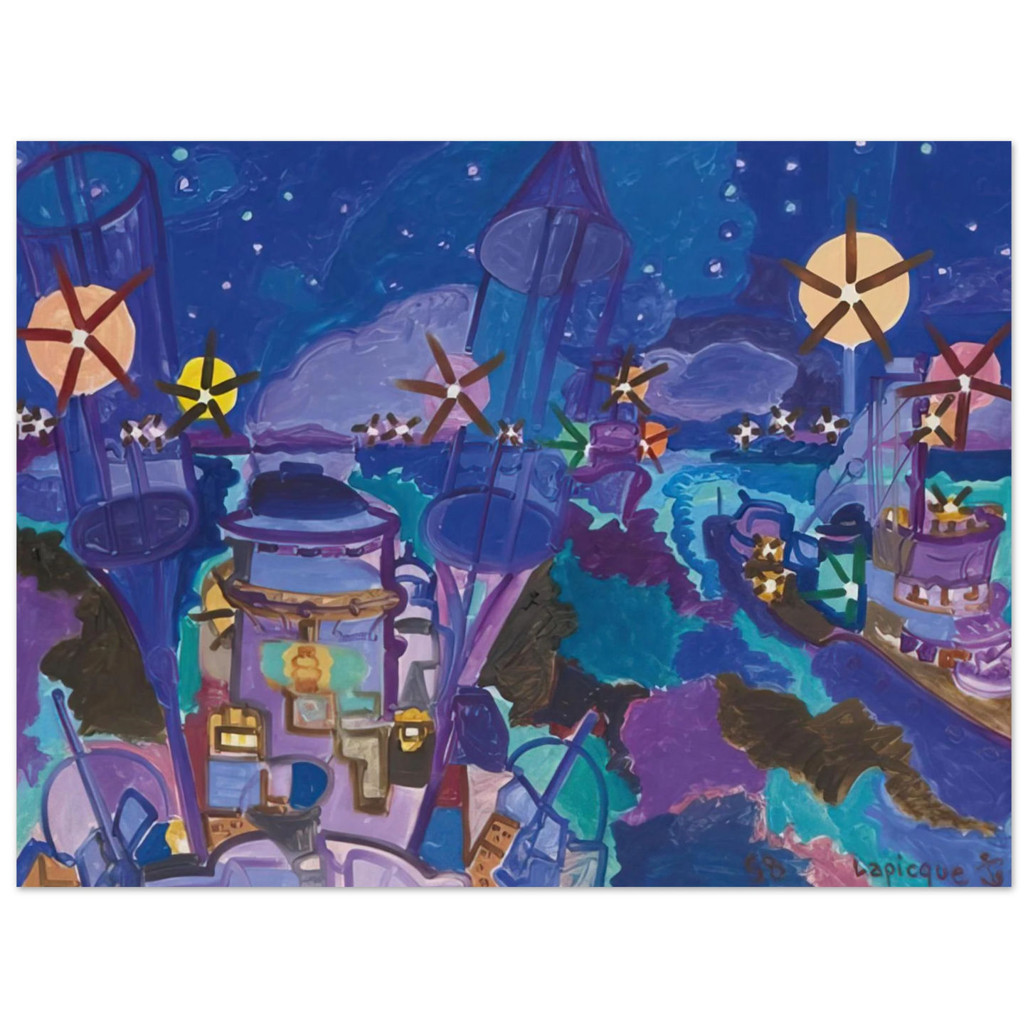 Charles Lapicque - Manœuvres de nuit - 1958 Fine Art Poster - Default Title