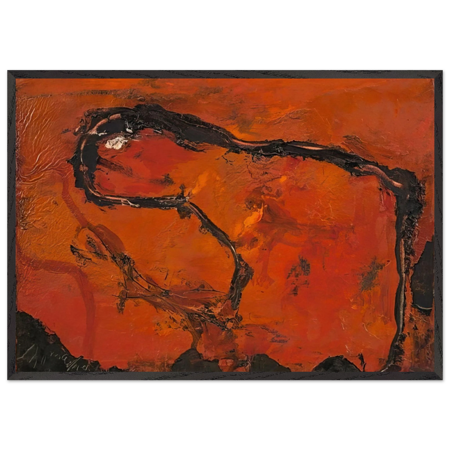 Pega - 1964 - Emil Schumacher Framed Art Print – Black Wooden Frame - Default Title - -Framed Art Print