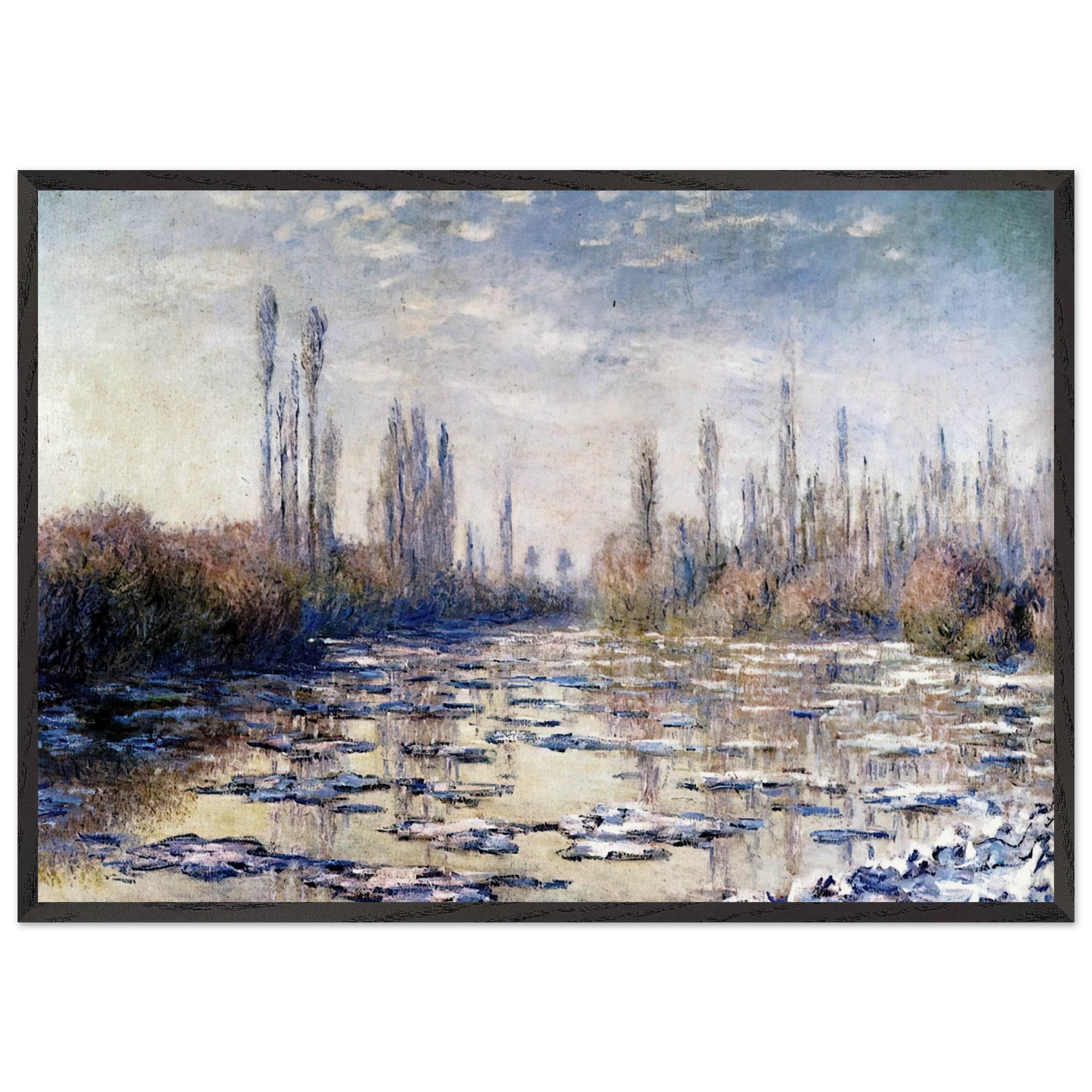Floating Ice Near Vetheuil - claude monet Framed Art Print – Black Wooden Frame - Default Title - -Framed Art Print