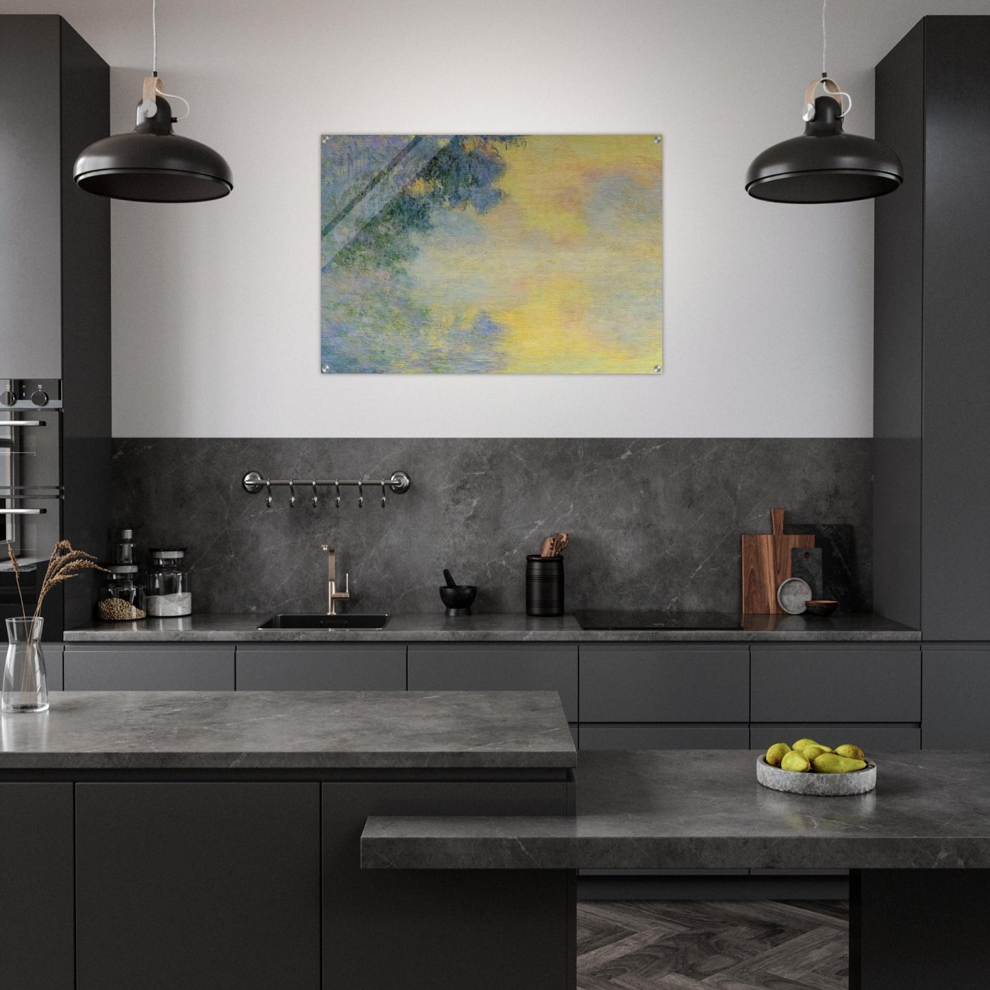 Misty Morning on the Seine, Sunrise - claude monet Acrylic Print - 70x100 cm / 28x40″ inches