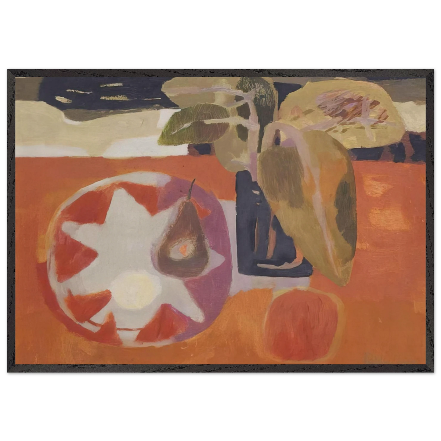 Leaves - 1963 - Mary Fedden 70x100 cm / 28x40 inches Framed Art Print – Black Wooden Frame
