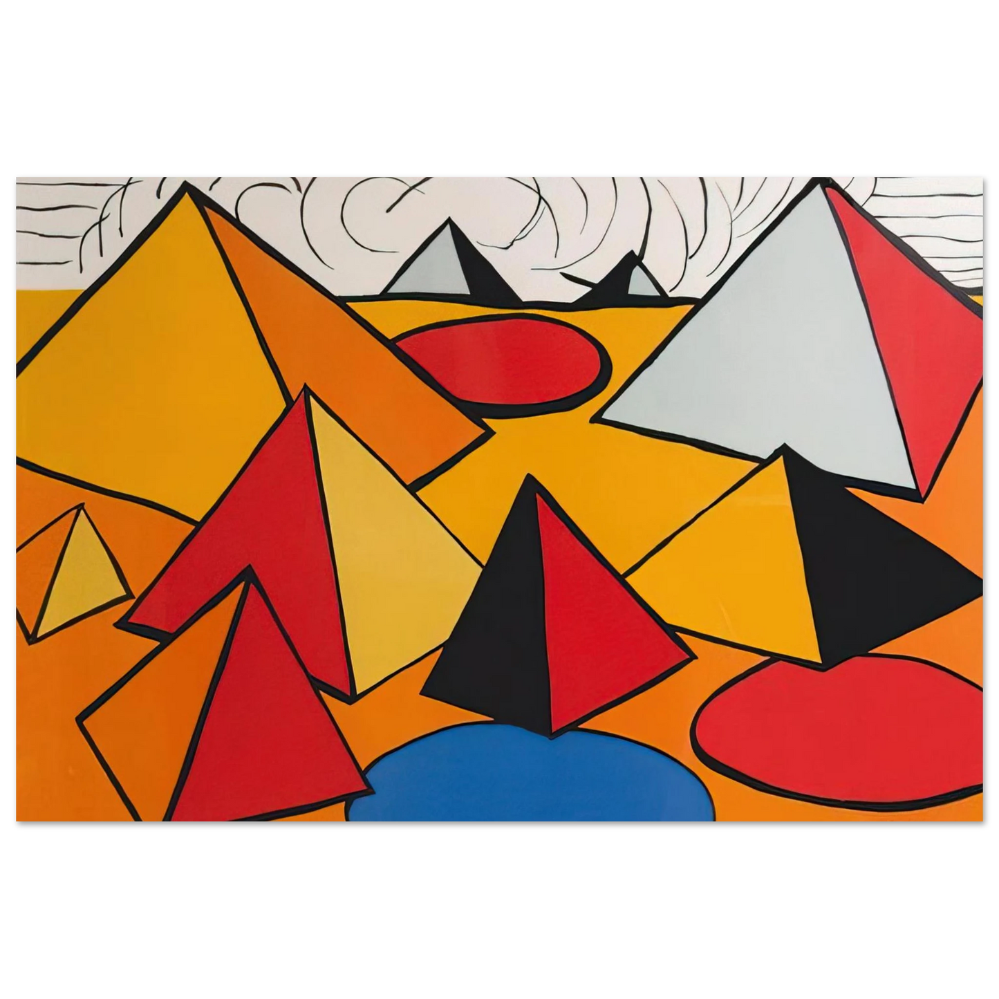 Alexander Calder - PRYAMIDS AND CLOUDS 1970 Fine Art Poster - 75x100 cm / 30x40 inches