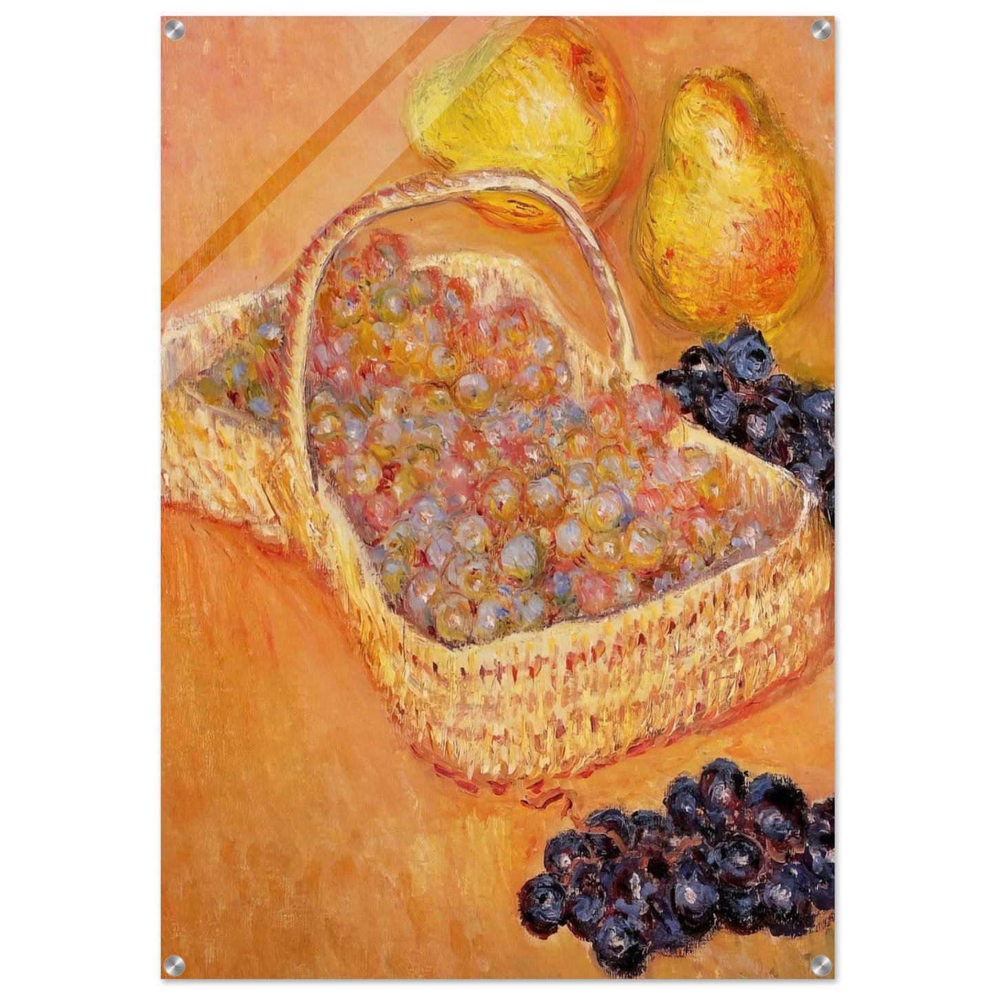 Basket of Graphes, Quinces and Pears - claude monet Acrylic Print - 70x100 cm / 28x40″ inches