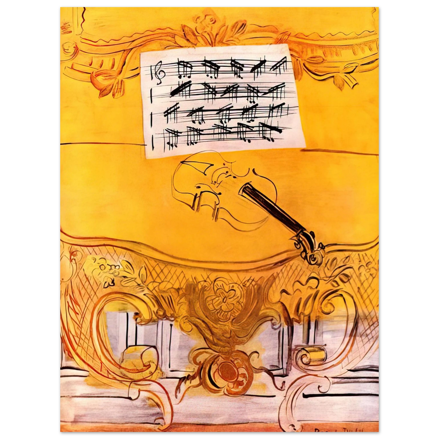 Raoul Dufy - THE YELLOW CONSOLE WITH A VIOLIN 1949 Fine Art Poster - Default Title