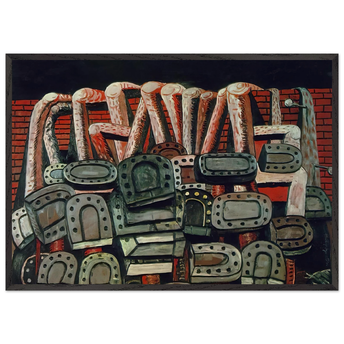 ANCIENT WALL - Philip Guston 70x100 cm / 28x40 inches Framed Art Print – Black Wooden Frame