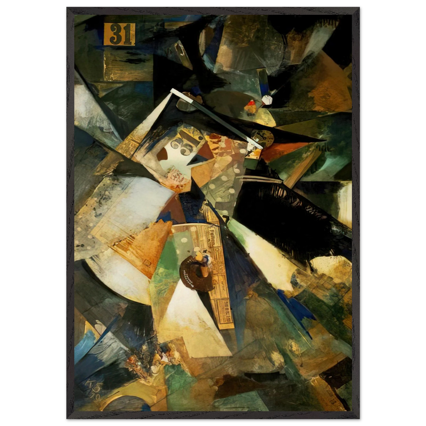 MERZPICTURE THIRTY ONE 1920 - Kurt Schwitters Framed Art Print – Black Wooden Frame - Default Title - -Framed Art Print