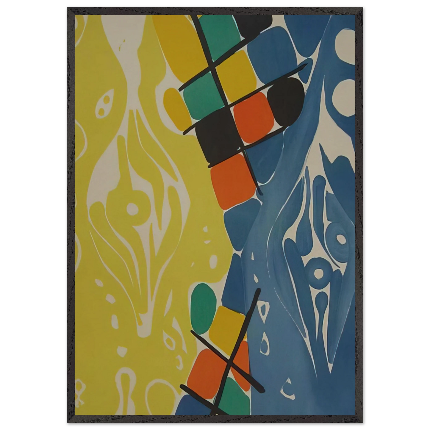 Farblitho 1966 - 21 NOR - 1966 - Ernst Wilhelm Nay 70x100 cm / 28x40 inches Framed Art Print – Black Wooden Frame