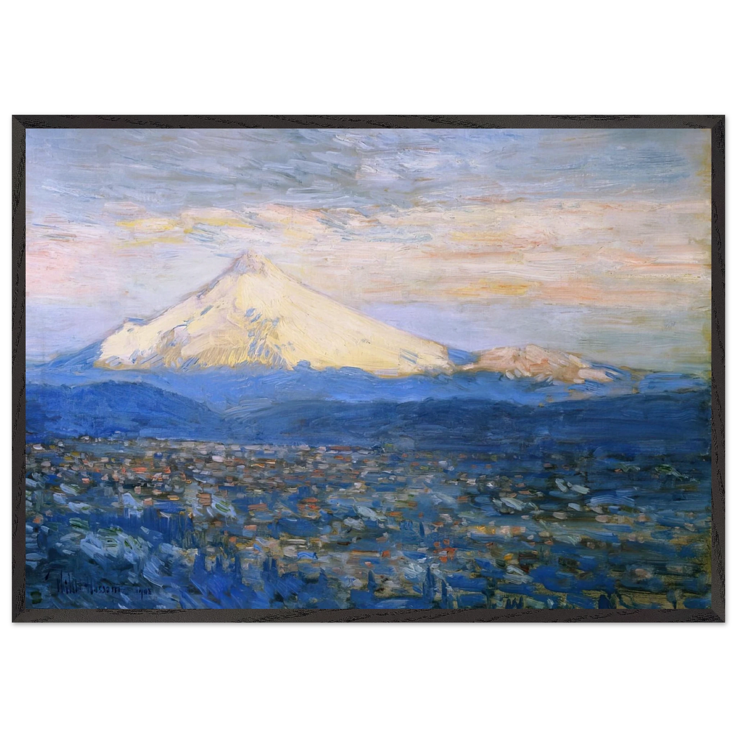 Mount Hood - Childe Hassam 70x100 cm / 28x40 inches Framed Art Print – Black Wooden Frame