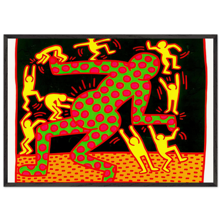 UNTITLED 1983 2 N1 - Keith Haring 70x100 cm / 28x40 inches Framed Art Print – Black Wooden Frame | Keith Haring Art For Sale