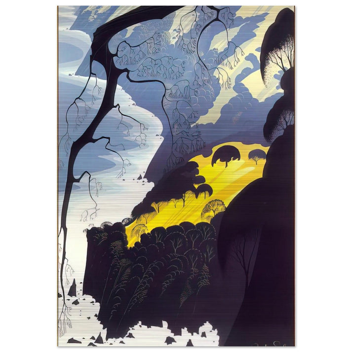 Carmel Highlands - Eyvind Earle Brushed Aluminum Print - 70x100 cm / 28x40 inches | Eyvind Earle Aluminum Print | Eyvind Earle Prints