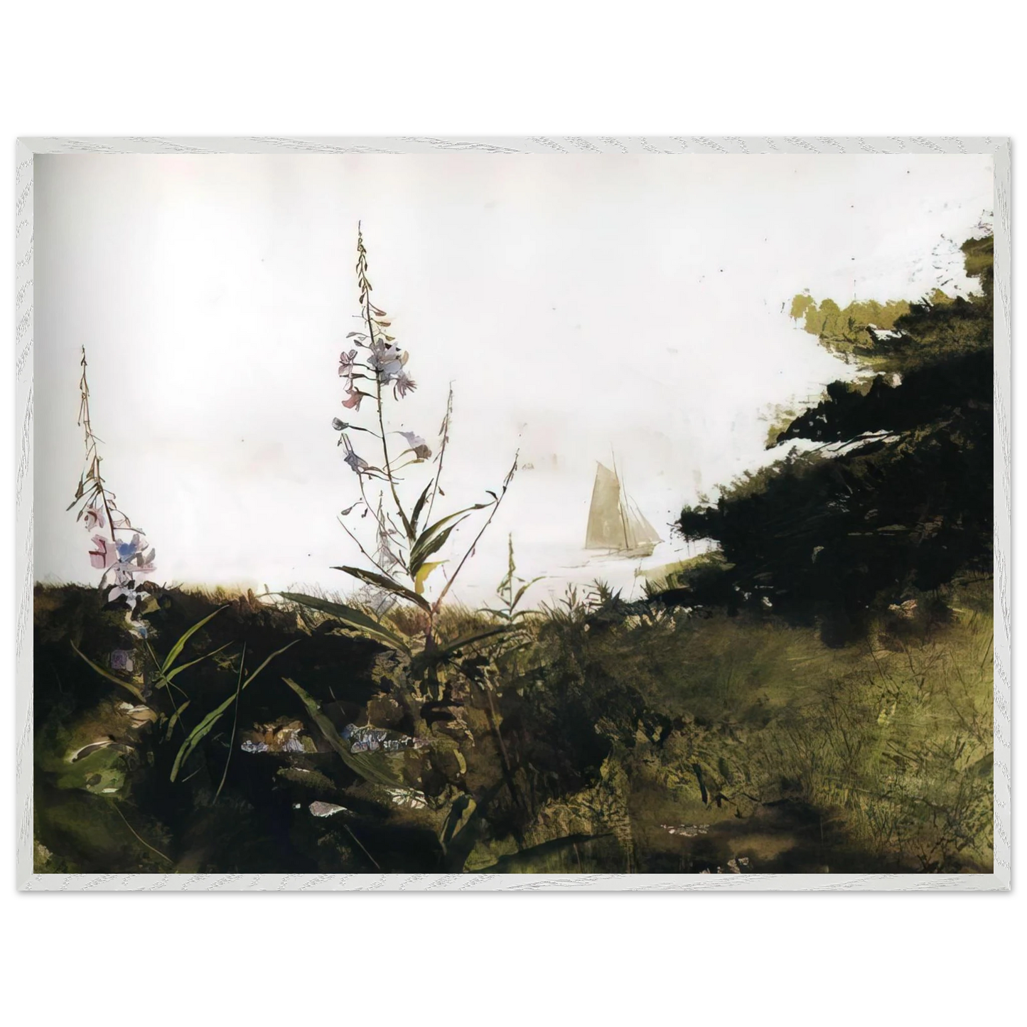 Andrew Wyeth - UNDER SAIL Wall Art - 60x80 cm / 24x32 inches - Premium Wooden Framed Poster With Fine Art Paper-canvas - Wood frame