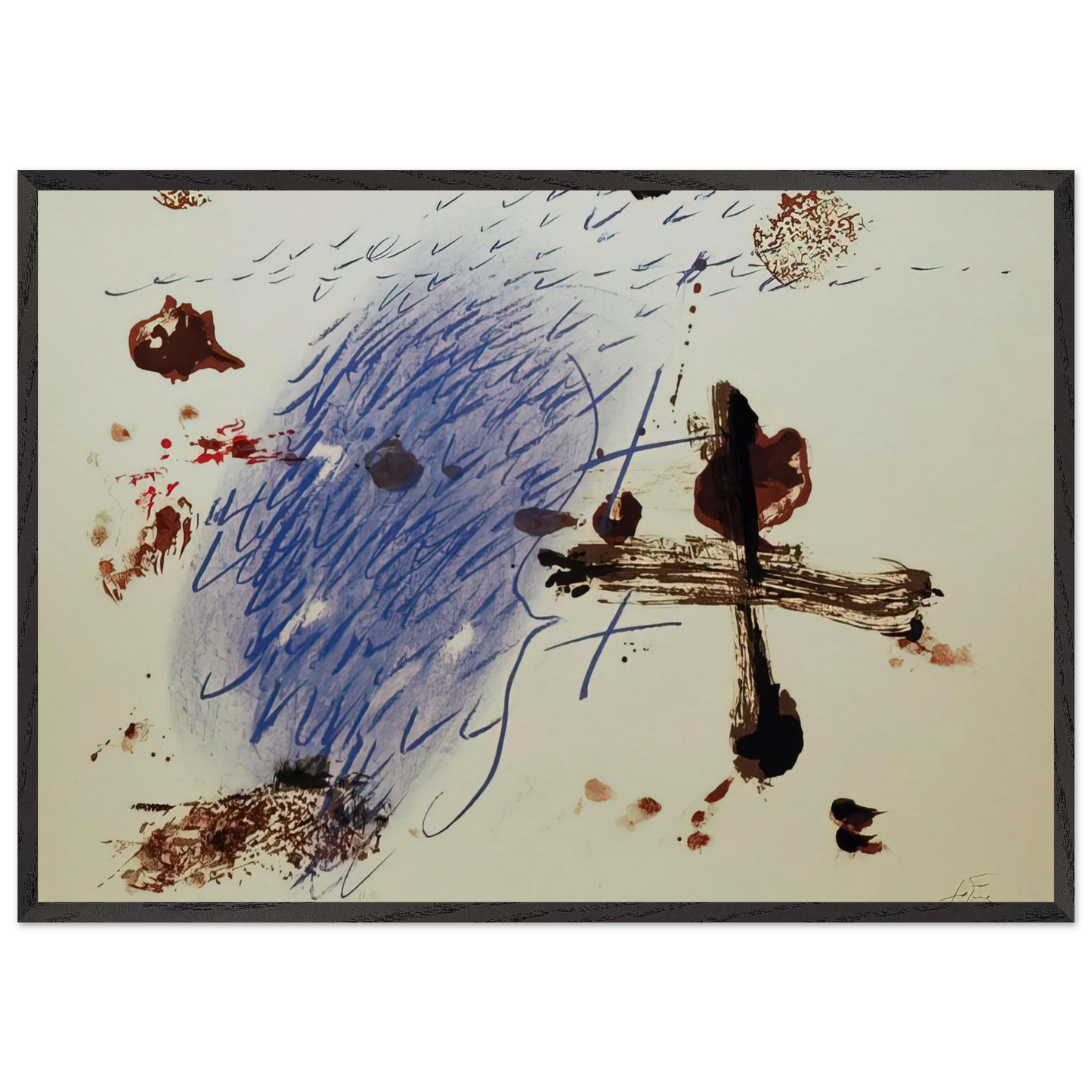BAN DE LOO COLOGNE 1972 - Antoni Tapies 70x100 cm / 28x40 inches Framed Art Print – Black Wooden Frame