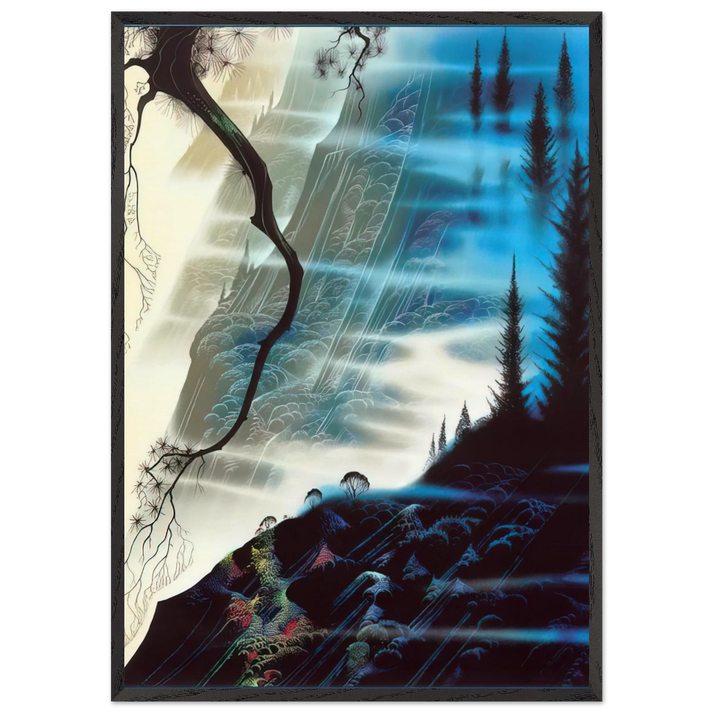 Sea Cliffs and Redwoods - Eyvind Earle 70x100 cm / 28x40 inches Framed Art Print – Black Wooden Frame