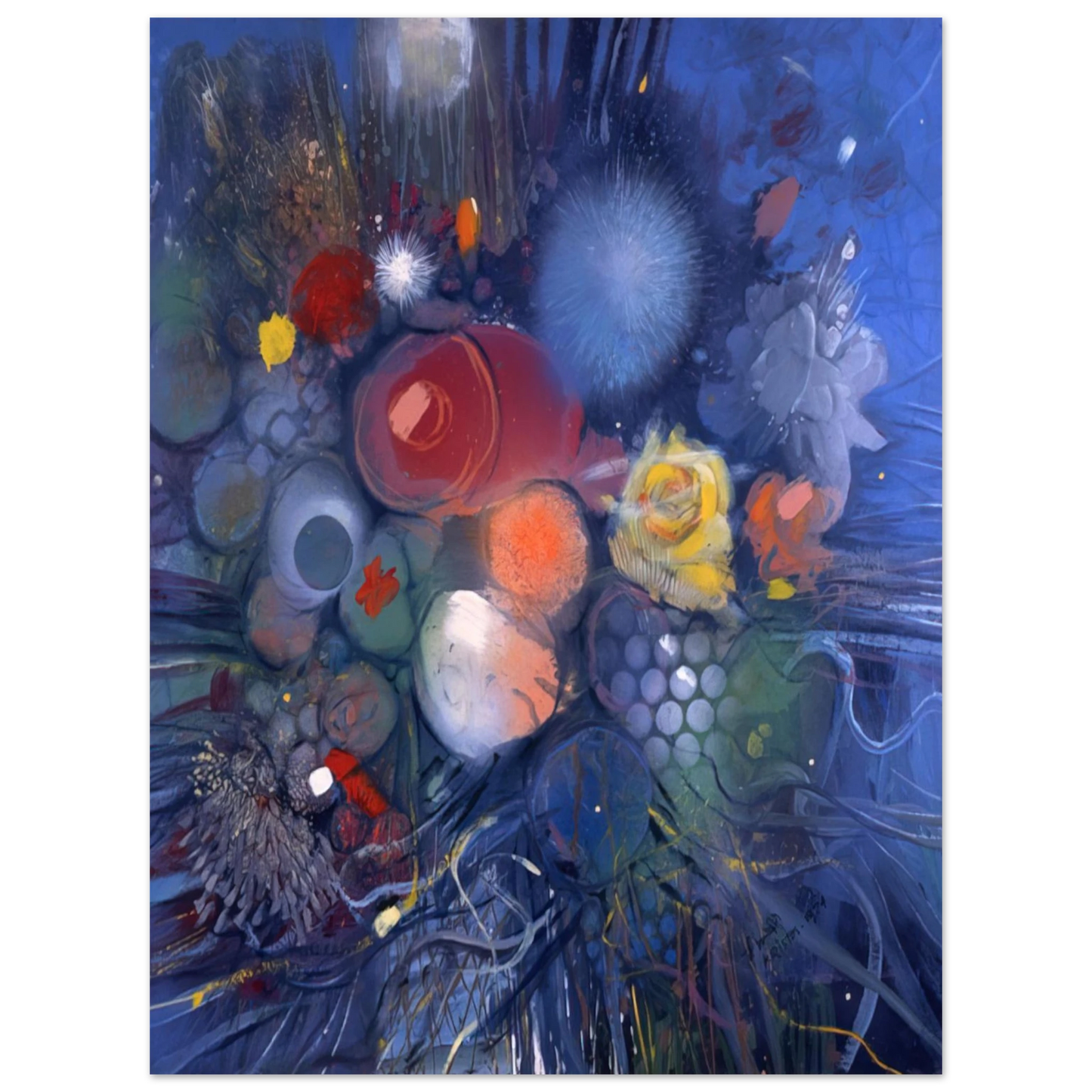 Gebre Kristos Desta - Flowers No. 3 - 1974 Fine Art Poster - Default Title