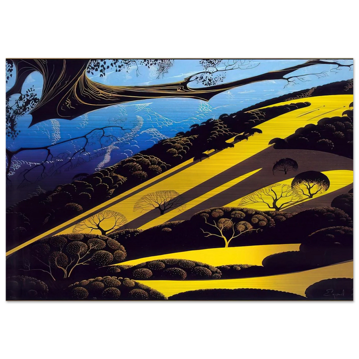 Gaviota Pass - Eyvind Earle Brushed Aluminum Print - 70x100 cm / 28x40 inches | Eyvind Earle Aluminum Print | Eyvind Earle Prints