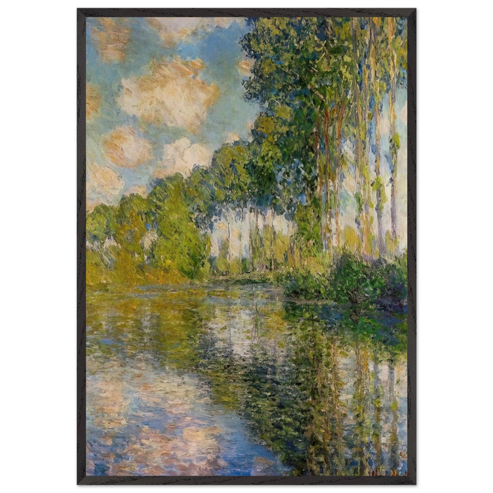 Poplars On The Banks Of The River Epte - claude monet 70x100 cm / 28x40 inches Framed Art Print – Black Wooden Frame