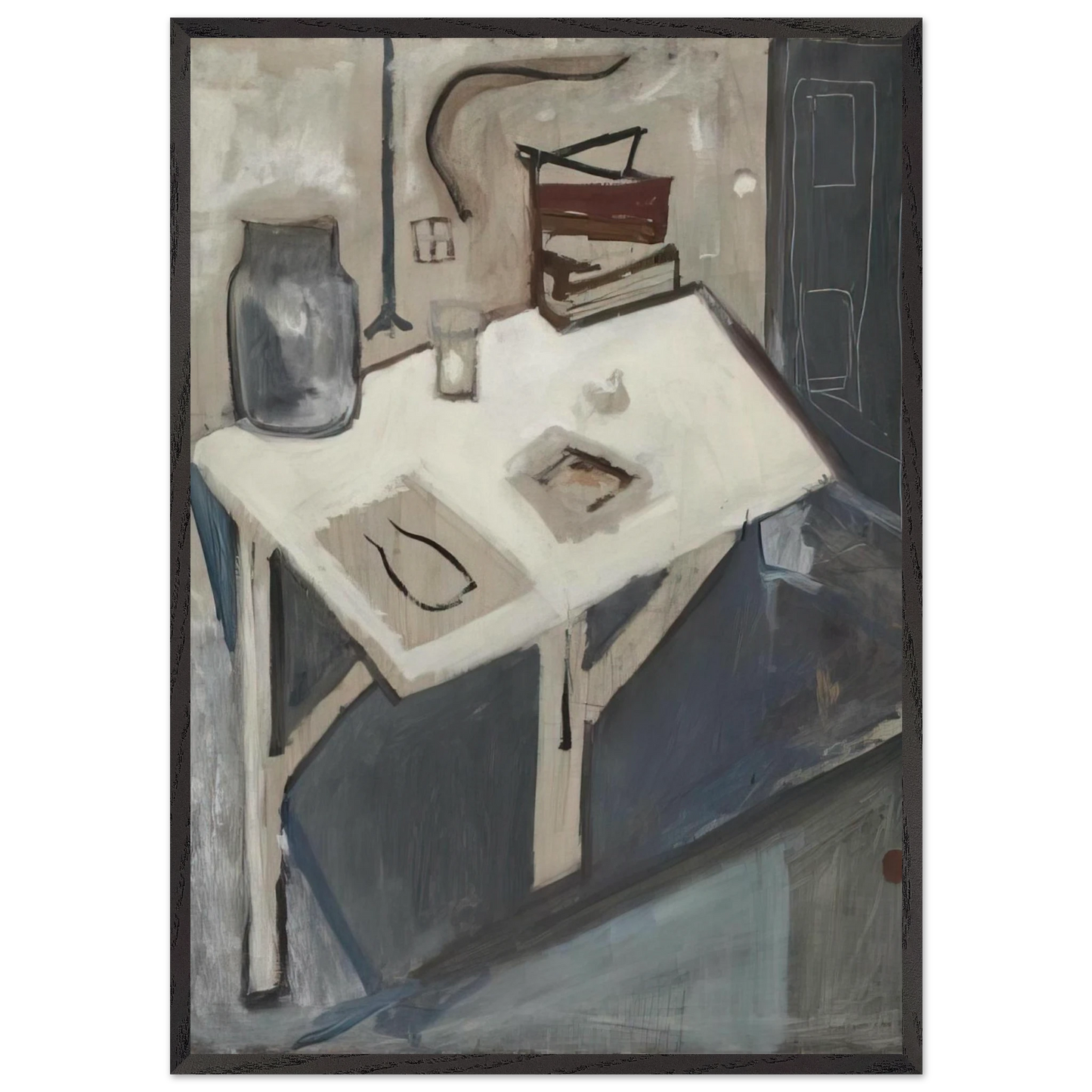 Still Life Blue - 1932 - Maria Helena Vieira da Silva Framed Art Print – Black Wooden Frame - Default Title - -Framed Art Print