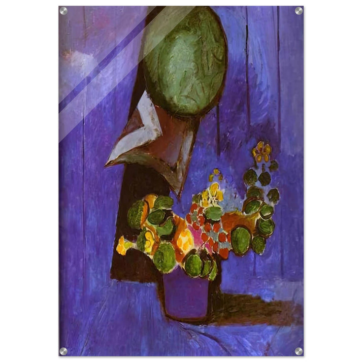 FLOWERS AND CERAMIC PLATE - Henri Matisse Acrylic Print - 70x100 cm / 28x40″ inches | Henri Matisse Wall Art | Henri Matisse Prints