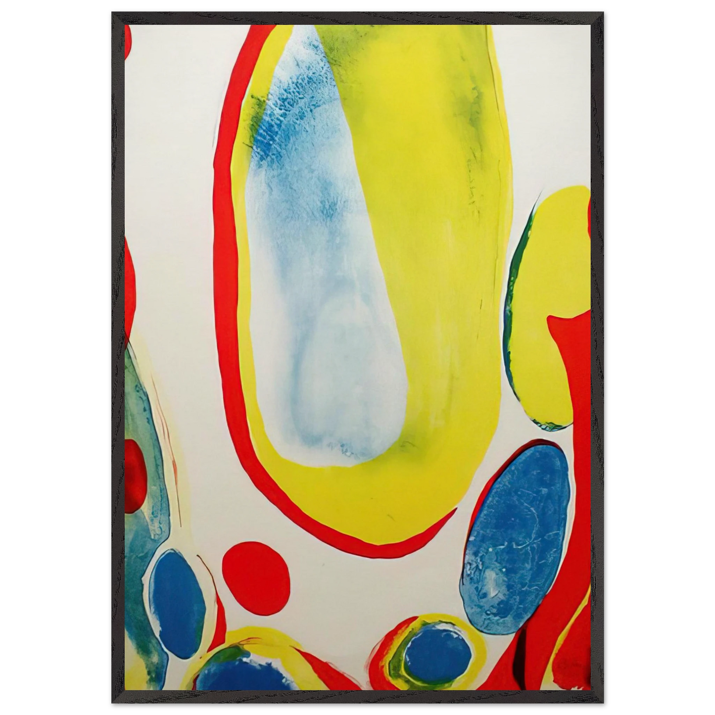 Red Yellow and Blue - Alice Baber 70x100 cm / 28x40 inches Framed Art Print – Black Wooden Frame