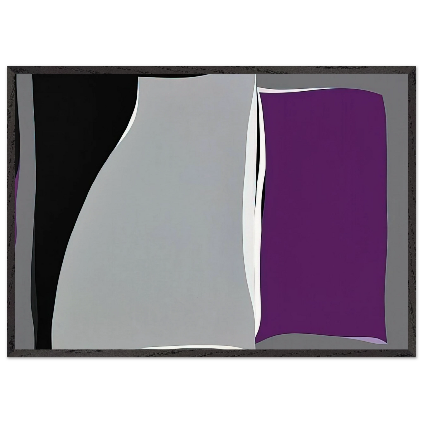 Black Gray Curves with Purple - 1960 - Karl Benjamin 70x100 cm / 28x40 inches Framed Art Print – Black Wooden Frame