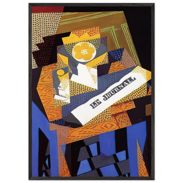 NEWSPAPER AND FRUIT DISH 1916 - Juan Gris 70x100 cm / 28x40 inches Framed Art Print – Black Wooden Frame
