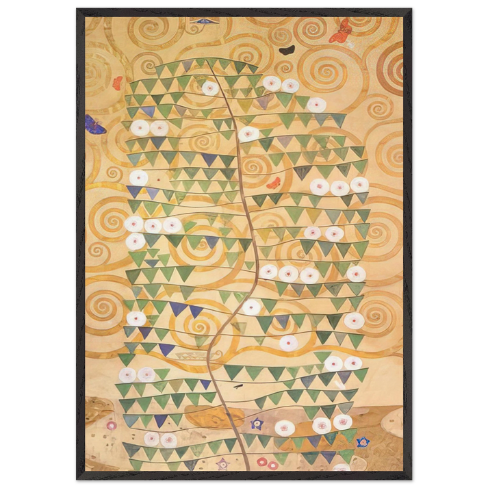 CARTOON FOR THE FRIEZE OF THE VILLA STOCLET IN BRUSSELS RIGHT PART OF THE TREE OF LIFE 1909 - Gustav Klimt 70x100 cm / 28x40 inches Framed Art Print – Black Wooden Frame