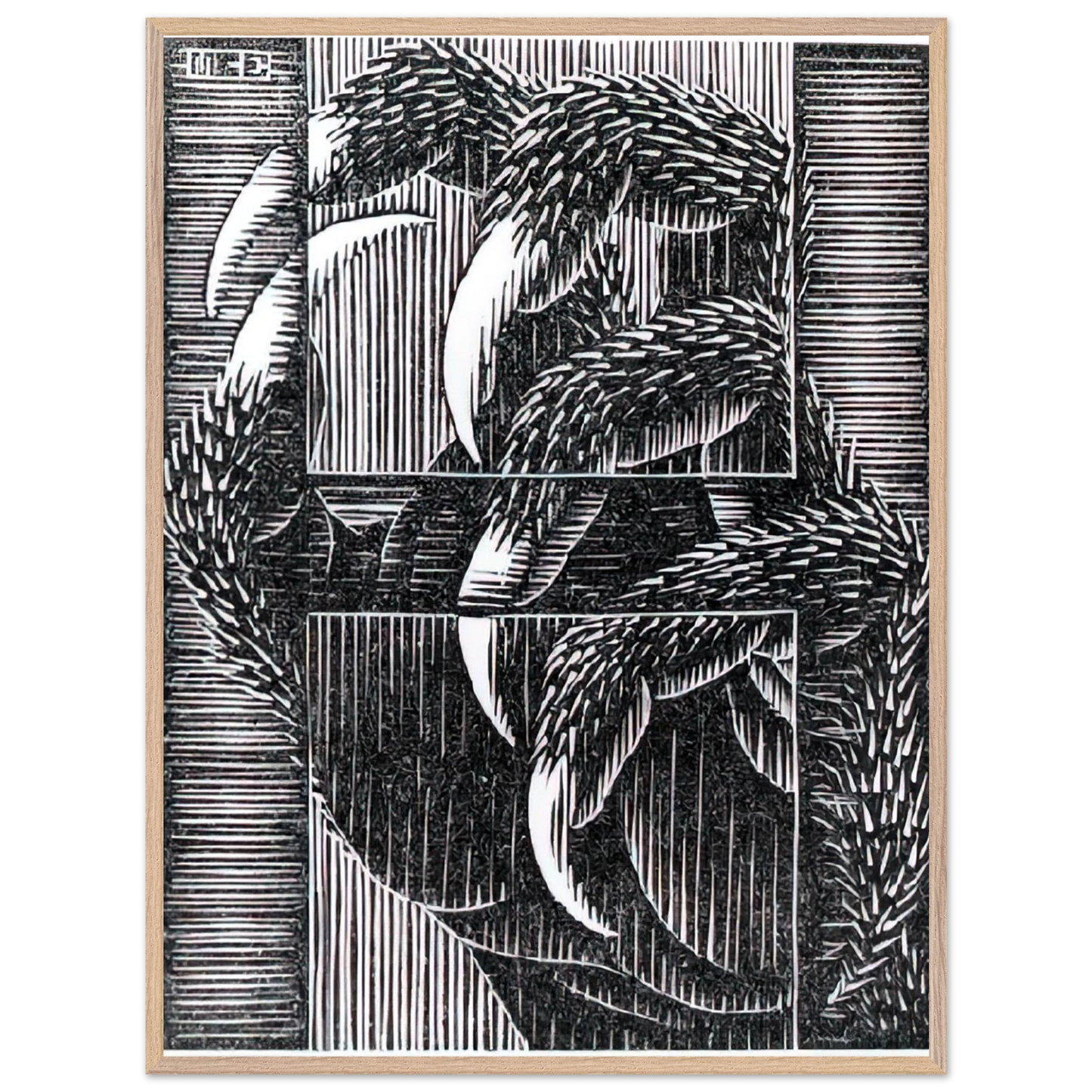 MC Escher - ESCHER (13) Wall Art - 30x40 cm / 12x16 inches - Premium Wooden Framed Poster With Fine Art Paper - Wood frame