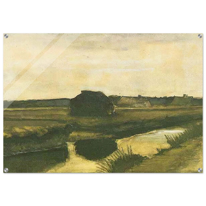 Landscape with a Stack of Peat and Farmhouses - Vincent van Gogh Acrylic Print - 70x100 cm / 28x40″ inches
