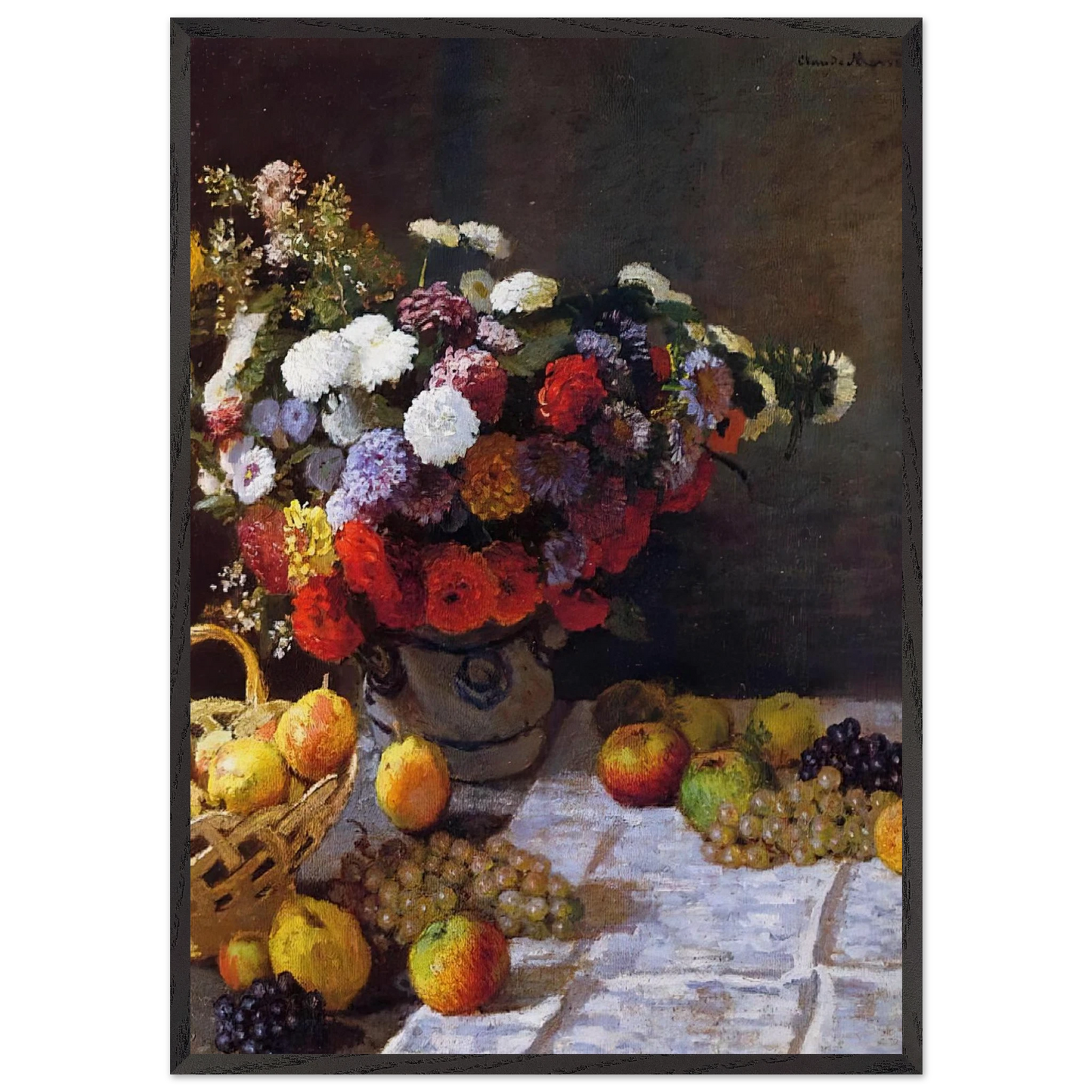 Flowers and Fruit N1 - claude monet Framed Art Print – Black Wooden Frame - Default Title - -Framed Art Print