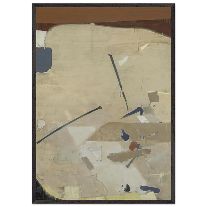 The Cliff - Abstract Expressionism - Kenzo Okada 70x100 cm / 28x40 inches Framed Art Print – Black Wooden Frame