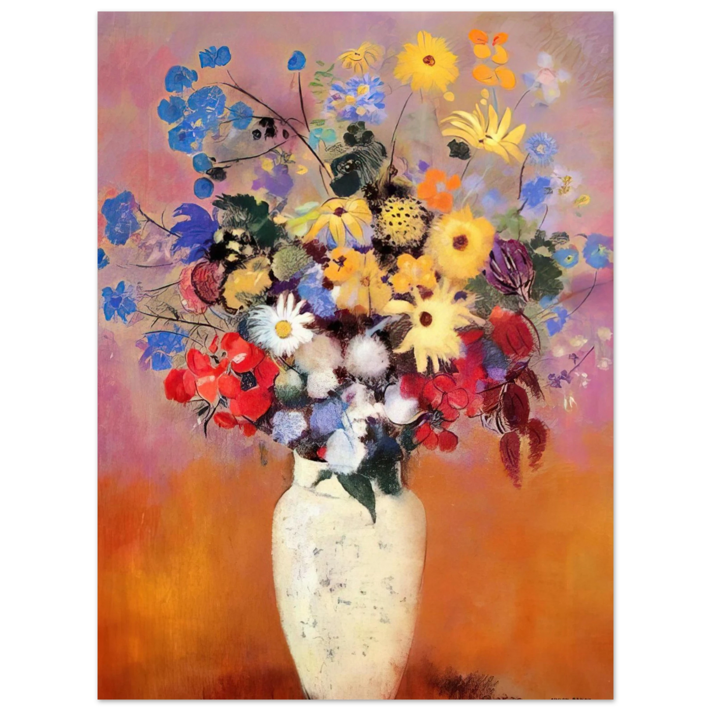 Odilon Redon - WHITE VASE WITH FLOWERS 1916 Fine Art Poster - Default Title