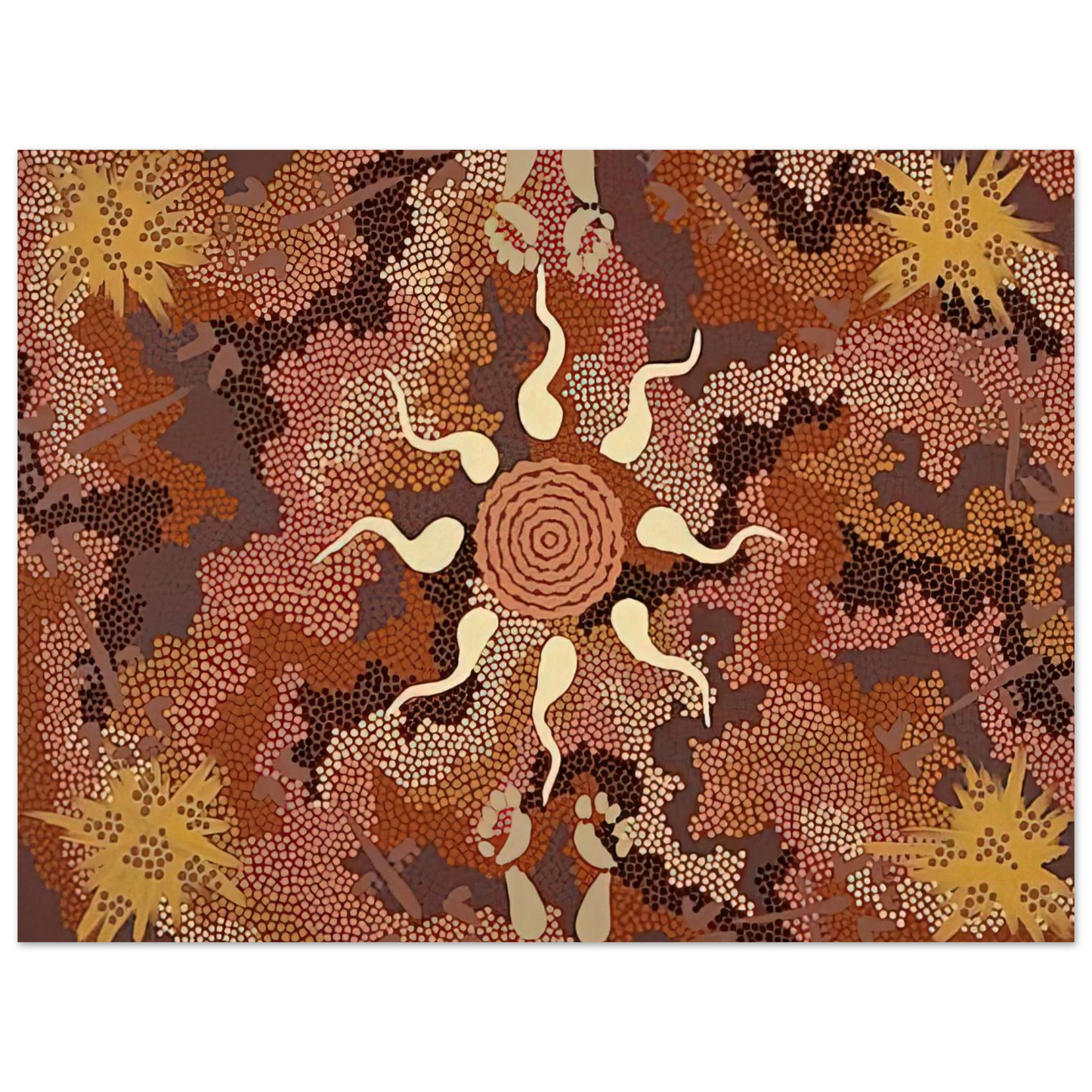 Clifford Possum Tjapaltjarri - Bush Tucker and Kangaroo Dreaming at Mount Denison - 1993 Fine Art Poster - Default Title