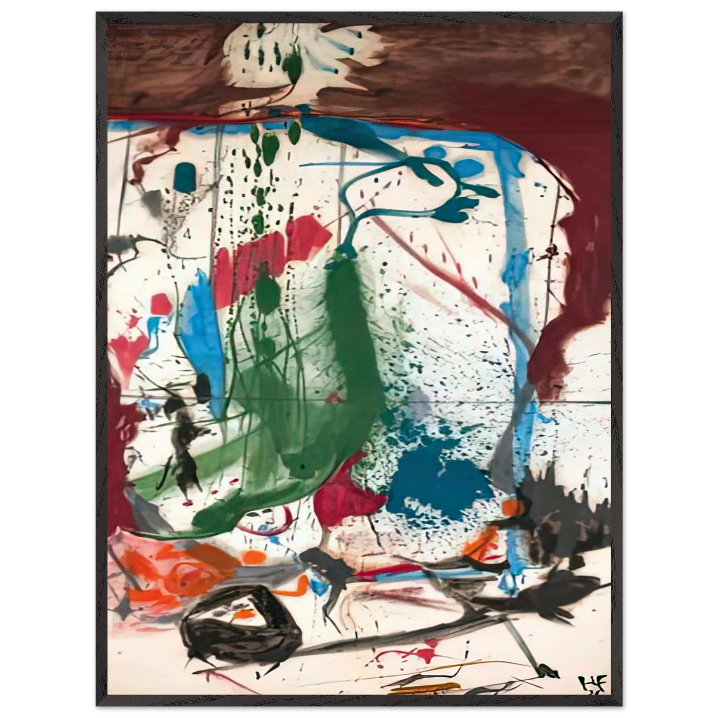 Helen Frankenthaler - Las Mayas, 1958- Wall Art - 60x80 cm / 24x32 inches - Premium Wooden Framed Poster With Fine Art Paper - Black frame