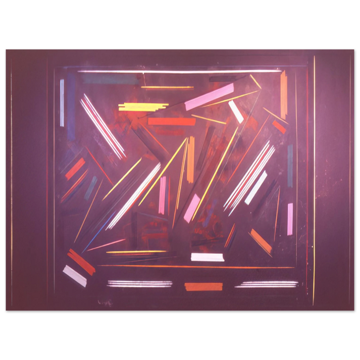 Ronnie Landfield - Brown Line Painting - 1968 75x100 cm / 30x40inches Fine Art Poster