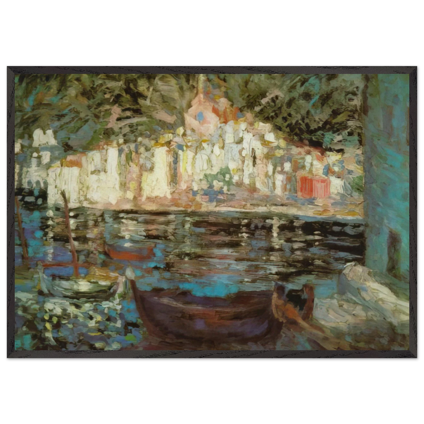 VIEW OF CADAQUES FROM PLAYA POAL - Salvador Dali Framed Art Print – Black Wooden Frame - Default Title - -Framed Art Print