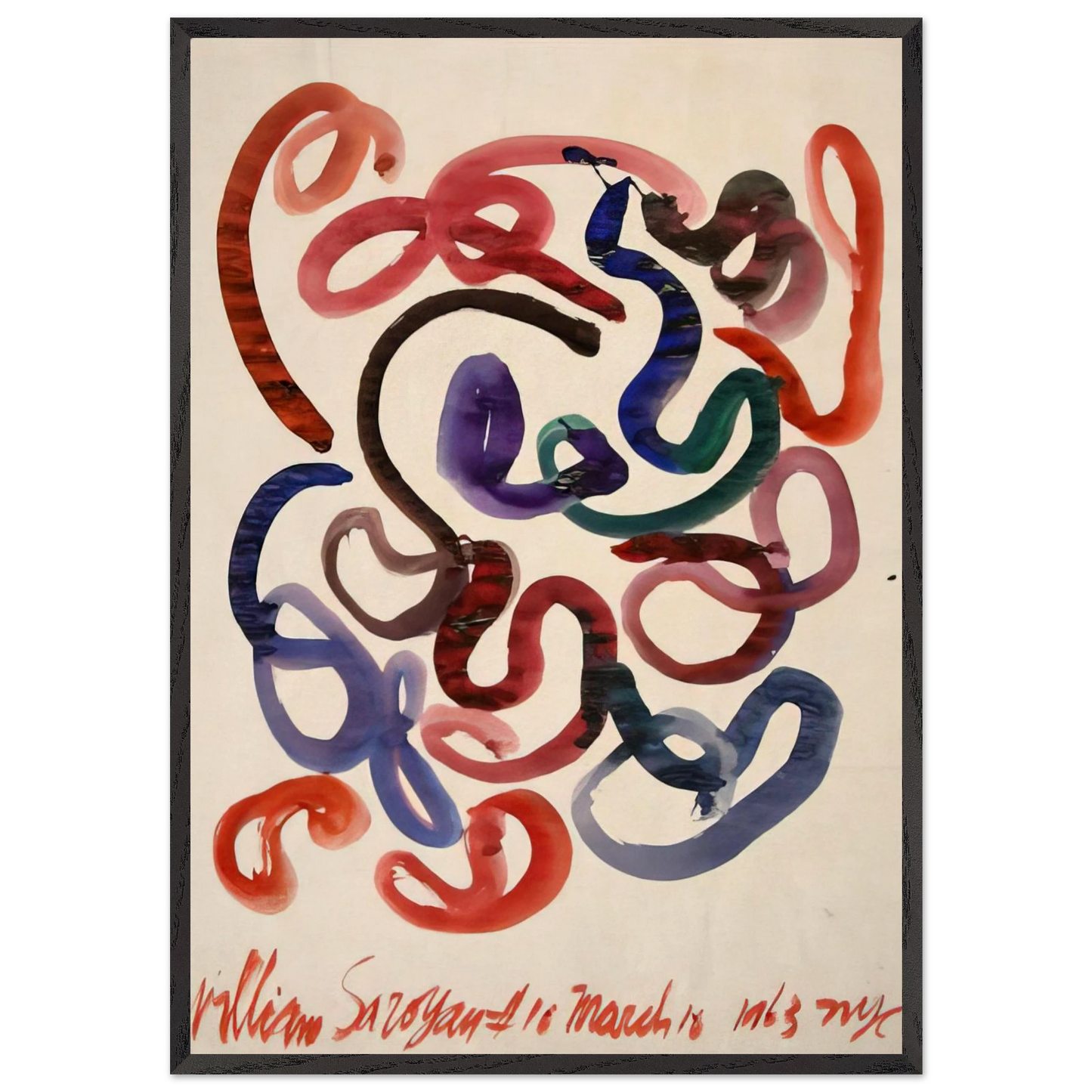 10 March 10 1963 NYC - 1963 - William Saroyan 70x100 cm / 28x40 inches Framed Art Print – Black Wooden Frame