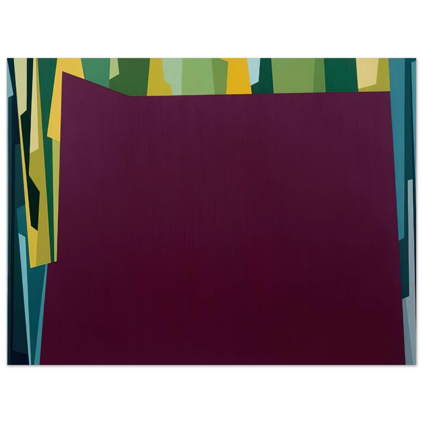 Karl Benjamin - Interlocking Forms Big Magenta With Green - 1959 Fine Art Poster - Default Title