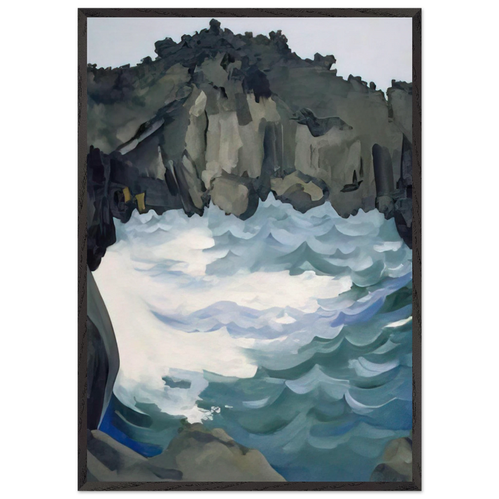 Black Lava Bridge Hana Coast-No I - Georgia OKeeffe 70x100 cm / 28x40 inches Framed Art Print – Black Wooden Frame