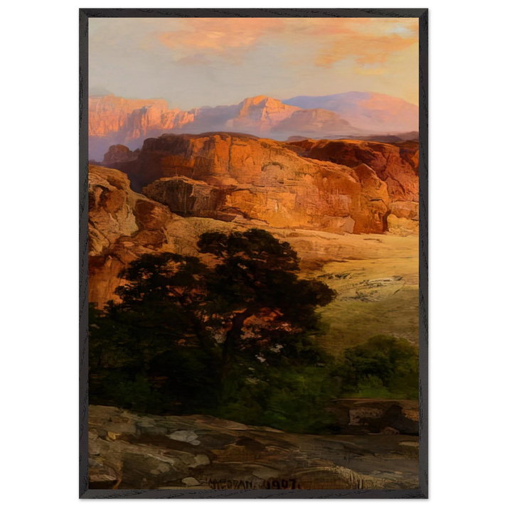 A Water Pocket Northern Arizona - Thomas Moran 70x100 cm / 28x40 inches Framed Art Print – Black Wooden Frame